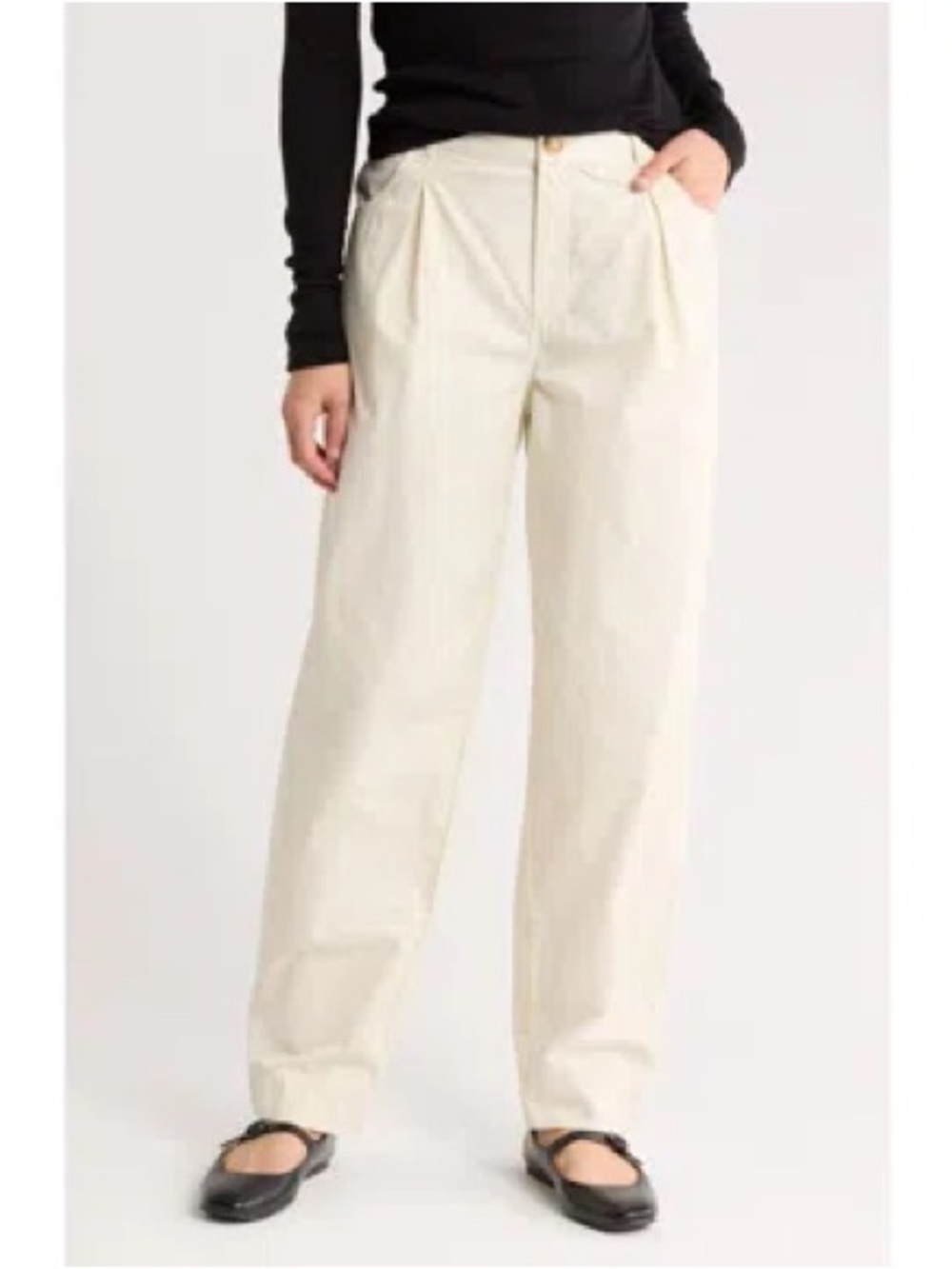NWT- Melrose and Market Pleated Front Tapered Pants In Ivory Dove, size XL
